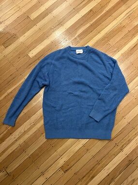 Wilfred Aritzia Blue Waffle-Knit Crewneck Sweater
